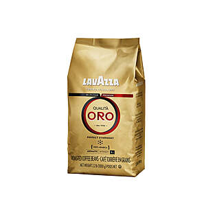 Lavazza Qualita Oro (Gold) Whole Bean Coffee Blend Medium Roast 2.2-LB, 6 packs for $68 ($11.40/bag) AC FS $11.39